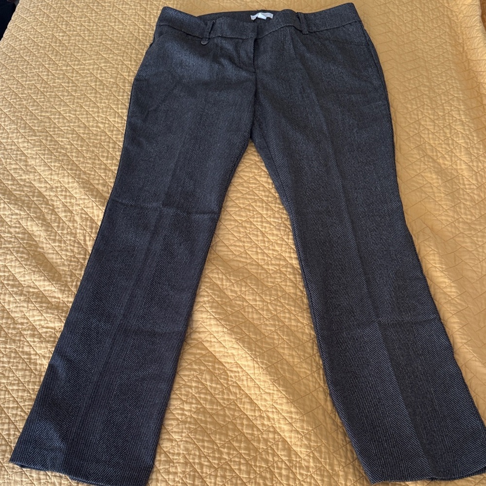 New York & Company Charcoal Herringbone Dress Stretch Trousers